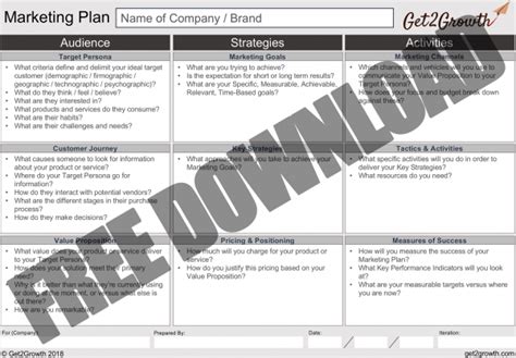 One Page Marketing Plan Template in PowerPoint, Word, Excel or PDF