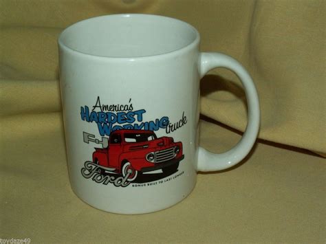 FORD F-1 PICKUP TRUCK MUG CUP RED AMERICA'S HARDEST WORKING BUILT TO ...