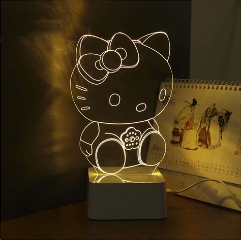 Free Shipping Hello Kitty Lamp 3D Lighting Led Luminaria Touch Light ...