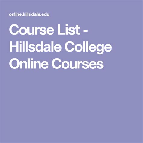 Course List - Hillsdale College Online Courses | Online college, Hillsdale college, Right to ...