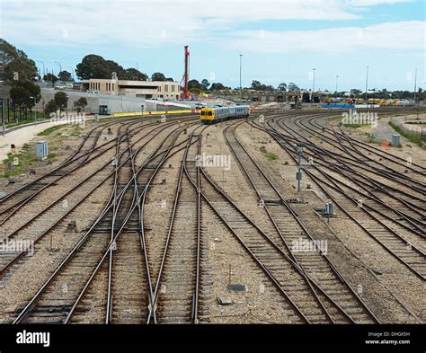 train approaching the railway station in Adelaide Stock Photo - Alamy