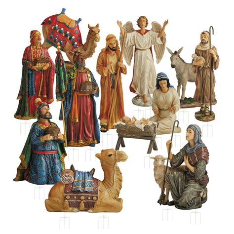 Intricate Outdoor Vibrant 52 inch Metal Holiday Yard Nativity 12 Piece ...