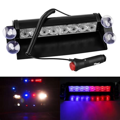 8 LED Car Dash Emergency Strobe Flash Light Bar Police Warning Lamp Red Blue 12V | eBay