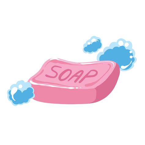 Pink soap with bubbles and foams vector illustration isolated on plain white background. Cute ...