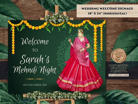 Mehndi Welcome Signs as Mehndi Signage Indian Welcome signs | Etsy