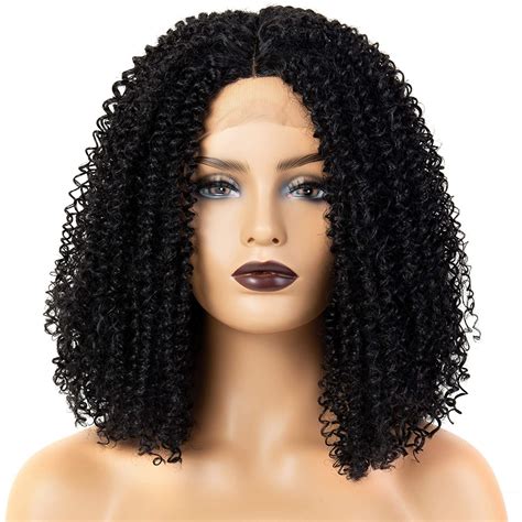 Afro Kinky Curly Lace Front Wigs for African American Women (1B-Off Black) - Walmart.com