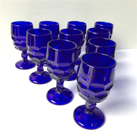 Vintage Cobalt Blue Glasses | Chairish