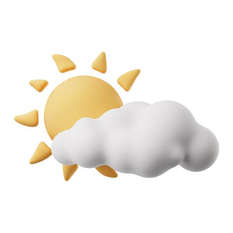 3D Cartoon Weather Icon of Partly Cloudy. Sign of Sun and Cloud ...