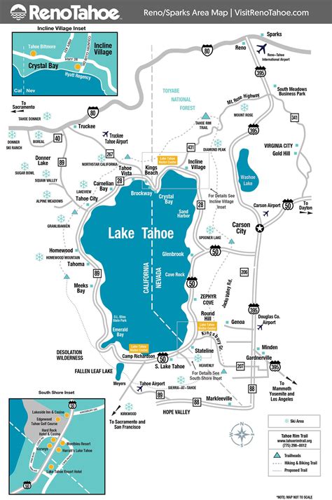 Map of Lake Tahoe area Lake Tahoe Map, Lake Tahoe Summer, Lake Tahoe ...