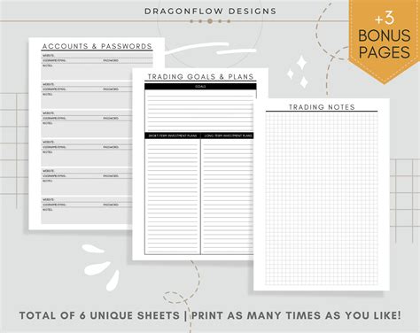 Trading Journal Printable Template Trader's Logbook PDF Download Trade ...