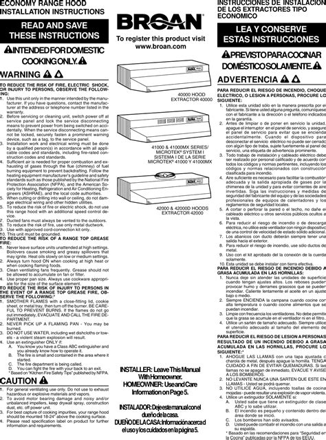 Broan 30 Ductless Range Hood 413023 Users Manual Installation Instructions