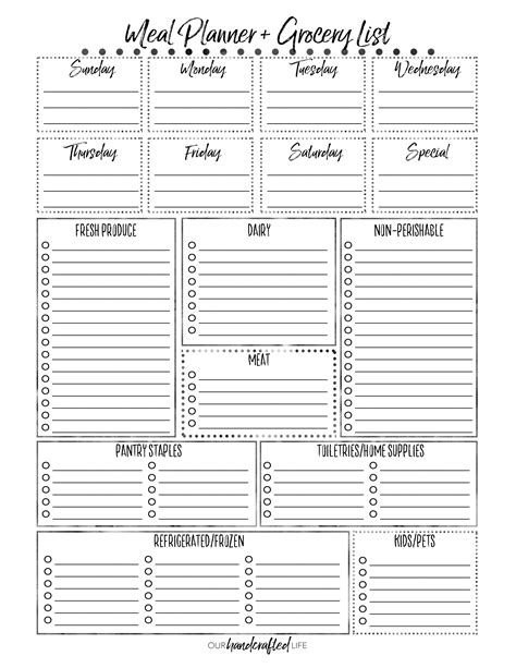 Paper Calendars & Planners Paper & Party Supplies Grocery List| Meal ...