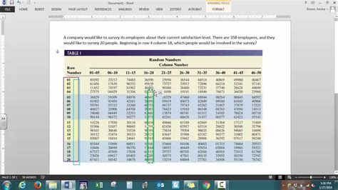 Random Number Table Method