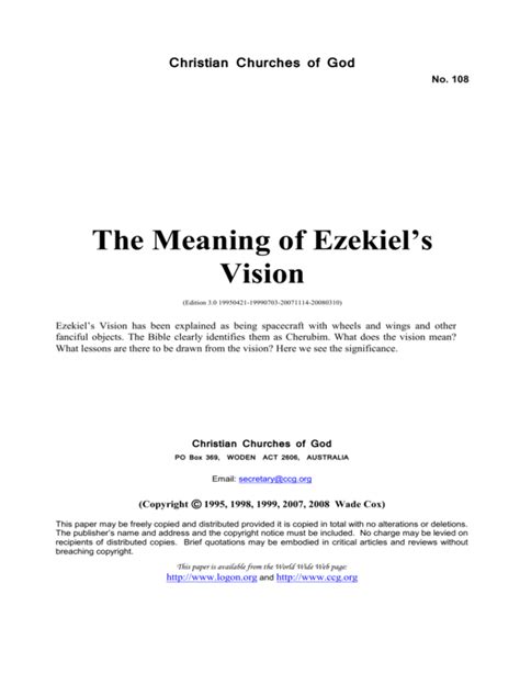 The Meaning of Ezekiel`s Vision (No. 108)