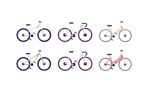 Rgb Color Vector Hd PNG Images, Bicycles Semi Flat Rgb Color Vector Illustrations Set, Detail ...