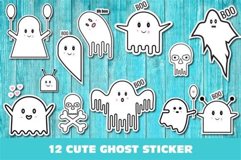 Cute Ghost Sticker Bundle Graphic by graphicstockbd · Creative Fabrica