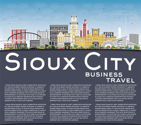 Sioux City Iowa Skyline with Color Buildings, Blue Sky and Copy Space. 16411491 Vector Art at ...