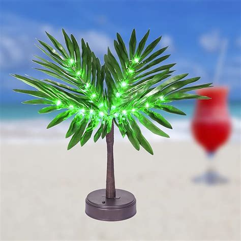 Buy 17In LED Lighted Palm Tree Decor, Artificial Palm Tree Lamp, Light ...