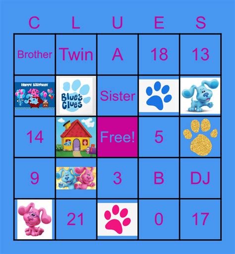 Blue's Clues Bingo Card