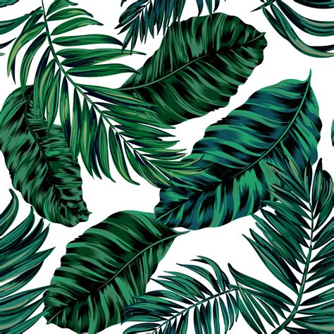 Tropical leaves Seamless Vector Pattern design with Turquoise and green ...