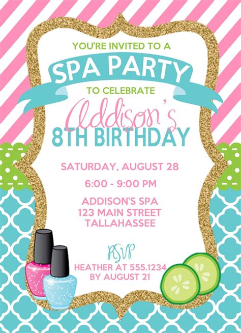 Spa Birthday Invitation Spa Party Invitation Sleepover