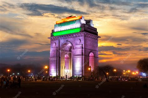 Premium Photo | The India Gate night illuminated view New Delhi