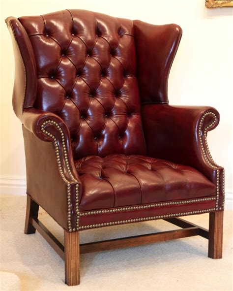 Sold Price: CHIPPENDALE STYLE LEATHER WING BACK ARM CHAIR - May 6, 0119 ...