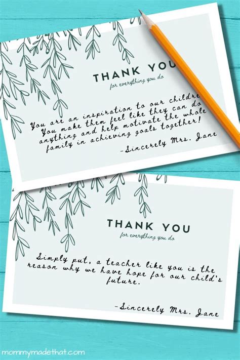 Short and Thoughtful Teacher Thank you Notes From Parents (+Free Printable)