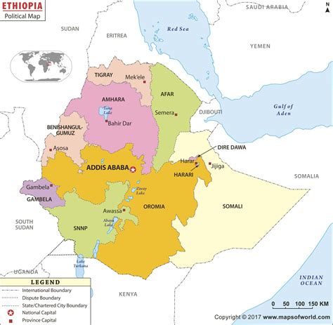 Ethiopia Political Wall Map by Maps of World - MapSales