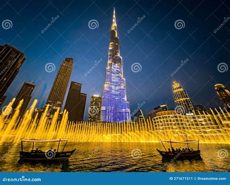 The Dubai Fountain Show on Burj Khalifa Lake, in Downtown Dubai, United ...