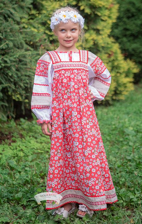 Flowered Russian Traditional Slavic Dress Mashenka for Girls | Etsy