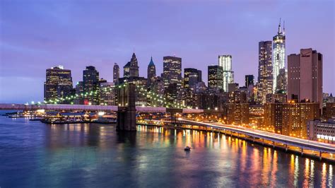 Brooklyn Bridge and skyline, cityscape, New York City, USA, Brooklyn ...