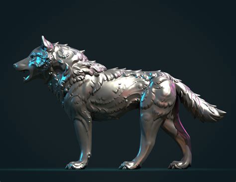 Wolf Sculpture - 3D Print Model by Skazok