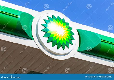 BP - British Petroleum Petrol Station Logo Over Blue Sky Editorial Stock Image - Image of fuel ...