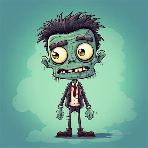 Premium AI Image | Cute Cartoon Zombie Clip Art With Dark And Brooding Design