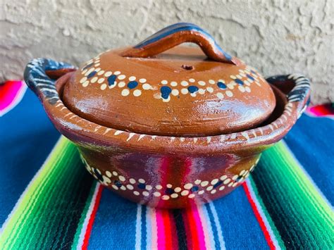 Beautiful Mexican Handmade Cazuela With Lid/ Pot / Hand - Etsy