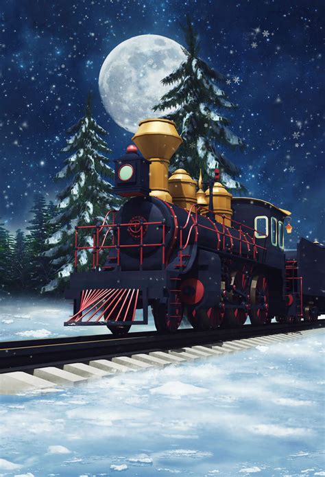 Christmas Photography Backdrops Snow Train Background Photo Props Sale