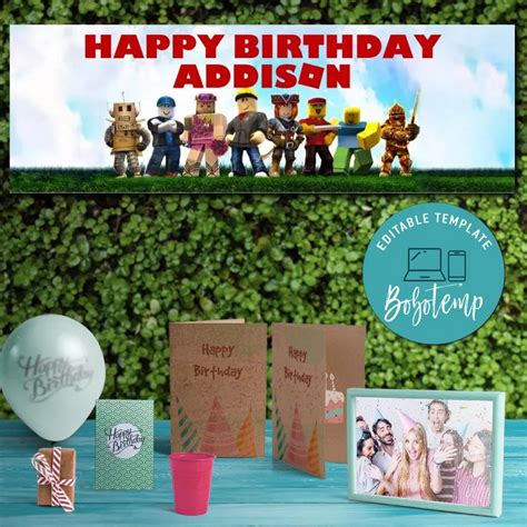 Roblox Birthday Banner Printable Instant Download | Bobotemp