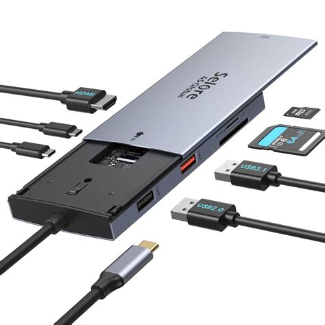 Buy USB-C Hub with M.2 NVMe SSD Enclosure, 7-in-1 Docking Station Hybrid Type-C Multiport ...