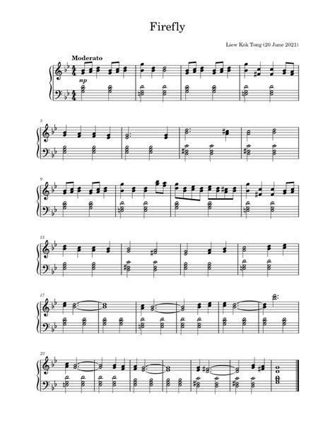 Firefly Sheet music for Piano (Solo) | Musescore.com