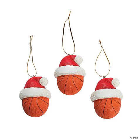 Basketball Resin Christmas Ornaments - 12 Pc.