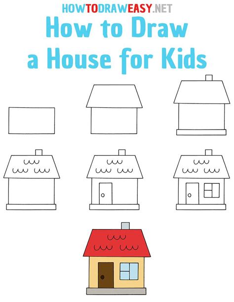 How to Draw a House Step by Step | Drawing lessons for kids, House drawing for kids, Drawing for ...