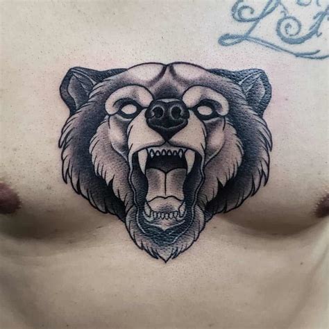 Black Bear Face Tattoo