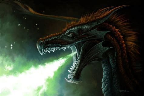 [Fantasy art] Green Flame by jekaufmann at Epilogue | Fantasy dragon, Dragon pictures, Mystical ...