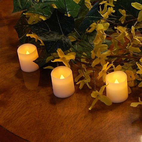 Flickering Battery-Operated Votive Candles In Amber (Set Of 12) | Votive candle set, Battery ...