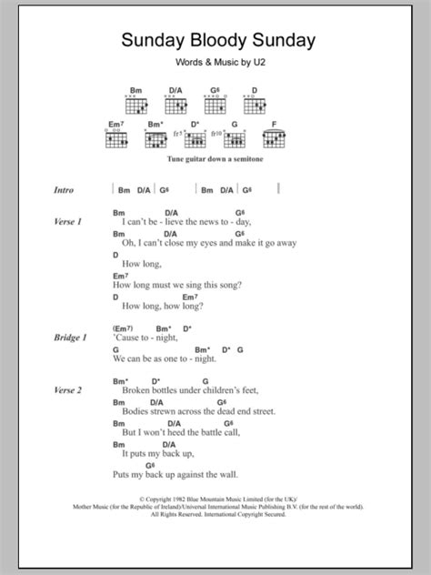 Sunday Bloody Sunday | Sheet Music Direct