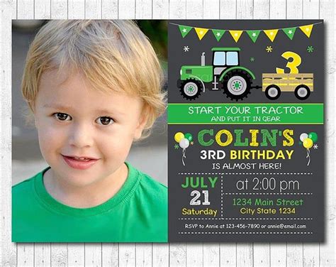 Tractor Birthday Invitation Digital printable Invitation | Etsy Tractor Birthday Invitations ...