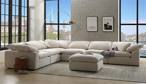 Naveen Ivory Linen Modular Sectional Sofa - KFROOMS