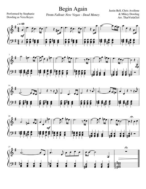 Begin Again Sheet music for Piano | Download free in PDF or MIDI | Musescore.com