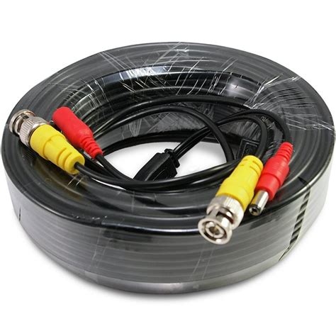 Evertech 50 Feet Pre-Made Black Power & Video Cable for CCTV Security Camera - Walmart.com ...